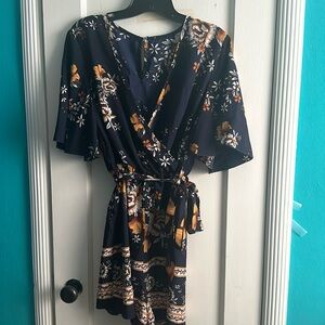 SHEIN Navy Floral short jumpsuit